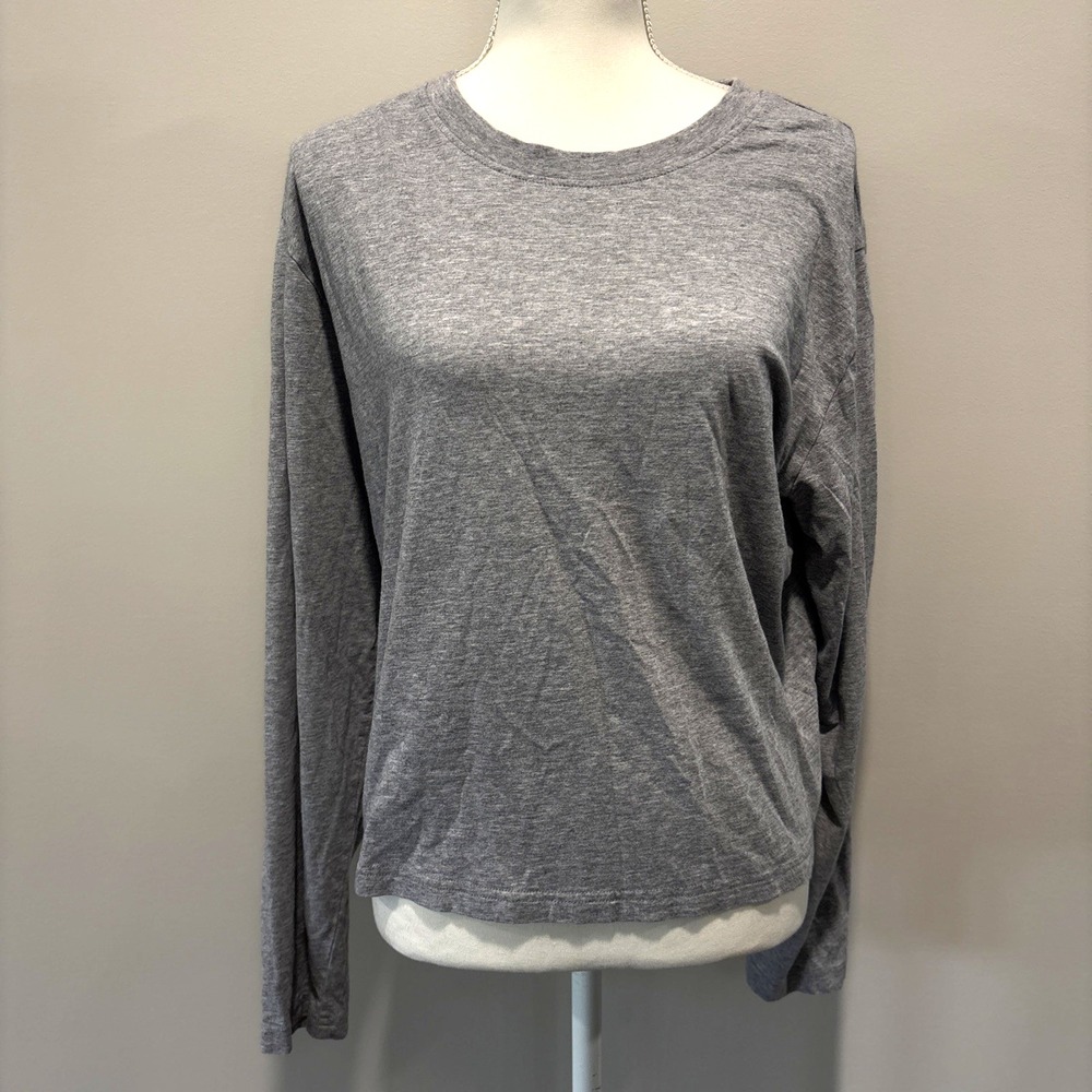 Quince Womens XL Gray Long Sleeve Crew Neck Top Essential Basic Staple